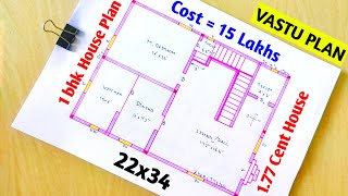 773sqft North facing plan 1 BHK2234 ft house design 2 bedroom plan north facing plan as per vastu [upl. by Phillipe]