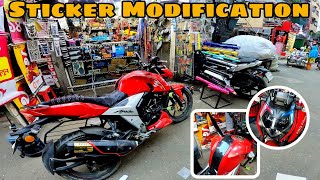 FINALLY STICKER MODIFY DONE  বাইকে দিলাম নতুন লুক  Apache 4v Bike Sticker Modification  FHQ Films [upl. by Evyn93]