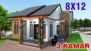 Desain rumah minimalis  3 kamar tidur dengan ukuran 8x12 meter di pedesaan Owner Bpk Hengky [upl. by Ellyn493]