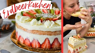 ErdbeerkuchenRezept vom Profi KonditorRezept für Erdbeerkuchen mit Rhababer [upl. by Nonah513]