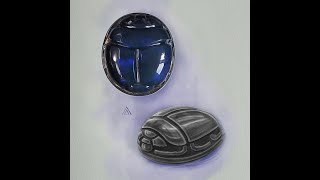 Egyptian Scarab  Black Opal Carving  Design and Cutting [upl. by Gnilrac]