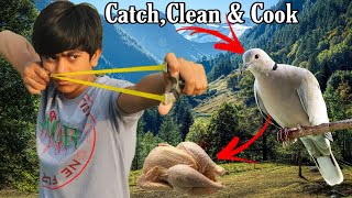 Slingshot Hunting Wild Birds CatchClean amp Cook  Outdoors Birds Hunting amp Cooking [upl. by Klina]