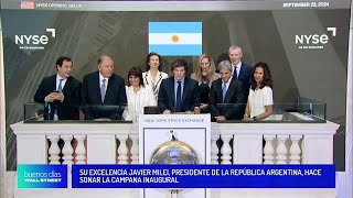 Javier Milei Presidente de la República Argentina hace sonar la campana inaugural del NYSE [upl. by Gard]