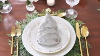 Christmas Tree Napkin Fold Tutorial [upl. by Fita]