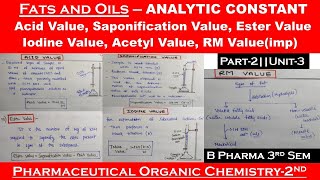 Fats and Oils  Analytic constant  part2  pharmaceutical organic chemistry 2  B pharma 3rd sem [upl. by Sillert473]