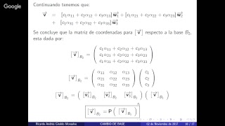 Matriz de coordenadas y Matriz de transición para R3 [upl. by Flora]