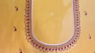 Aari work simple blouse design Diwali festival aari work simple design for beginners [upl. by Dylane]