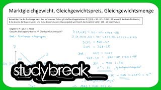 Marktgleichgewicht Gleichgewichtspreis Gleichgewichtsmenge  Volkswirtschaftslehre [upl. by Nooj]