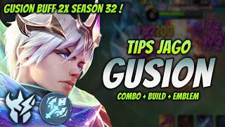 CARA MAIN GUSION 2× BUFF  BUILD amp EMBLEM GUSION TERSAKIT 2024   GUSION JUNGLER GAMEPLAY [upl. by Enilrahc590]