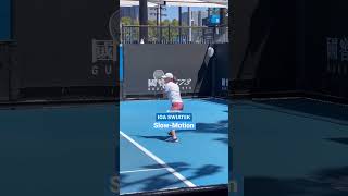 IGA SWIATEK SlowMotion Forehand 🎾🦾 Australian Open 2022 Shorts Swiatek Tennis [upl. by Eilahs]