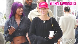 Hailey Bieber Is Super Sweet To Fans While Grabbing Lunch With Bestie Justine Skye In Beverly Hills [upl. by Otipaga]