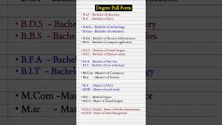 All Degree full formBscMcom MDSMD shorts Gk education [upl. by Marijane]