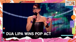 Dua Lipa Wins Pop Act  The BRIT Awards 2024 [upl. by Ateloj]