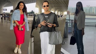 Madhurima Tuli Sania Mirza and Manushi Chhillar spotted at airport [upl. by Eob]