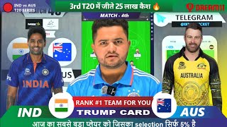 INDIA vs AUSTRALIA Dream11  IND vs AUS Dream11  IND vs AUS 4th T20 Match Dream11 Prediction Today [upl. by Lyrrehs263]