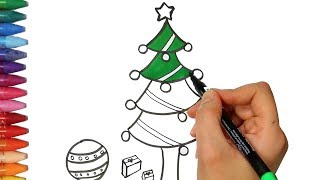 Albero di Natale o Pino  Come disegnare e colora per i bambini [upl. by Ahsirhcal]