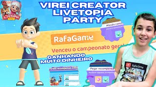 VIREI CREATOR de LIVETOPIA PARTY😱 Como GANHAR Muito DINHEIRO no jogo livetopia gameplay funny [upl. by Fawne]