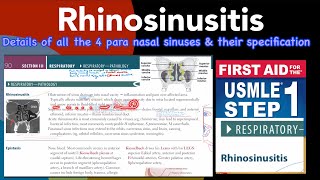 Rhinosinusitis Details of all 4 para nasal sinuses in HindiUrdu by first aid for USMLE step 1 [upl. by Hgielak]