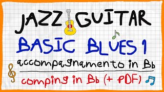 JAZZBLUES PARTE 1 accompagnamento di base per il Blues in Bb  Con PDF gratuito e backing track [upl. by Belia]