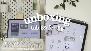 📦 Samsung Tab S9 FE 5G ⋆˚☁️ aesthetic unboxing and setup new cute keyboard yunziikeyboard [upl. by Cargian]