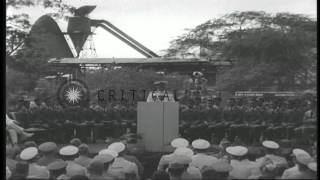 US Navy Fleet Admiral Chester W Nimitz delivers a speech about the Pearl harbor aHD Stock Footage [upl. by Dwan114]