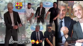 Dani Olmo vs Laporta Barcelona dance 🔥 competition at Camp Nou ✌🏼 after signing [upl. by Bertero]