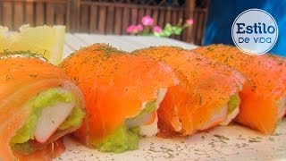 Receta fácil  Rollitos de salmón ahumado [upl. by Lumbard815]