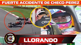 ¡VIDEO OFICIAL CHECO PÉREZ SALE LLORANDO POR ACCIDENTE CON LECLERC EN EL GP DE MÉXICO [upl. by Netsirk]