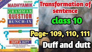 Transformation of sentence class 10  Duff and dutt question bunch page 109 110 111 [upl. by Silverstein]