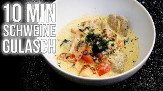 REZEPT SCHWEINEGULASCH IN 10 MINUTEN schnell und einfach selber machen [upl. by Ellierim]