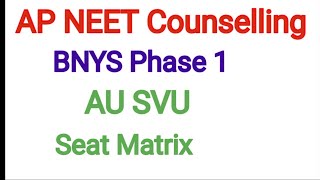 AP NEET 2024 BNYS కౌన్సిలింగ్  Seat Matrix AU SVU bhms  bams bnys [upl. by Ursola524]