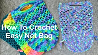 Easy Crochet Net Bag Tutorial  Foldable Farmers Market Bag  Summer tote Bag [upl. by Myrtle523]