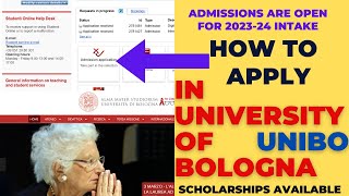 How to apply in University of Bologna 20232024  Application process for international Students [upl. by Ramirolg]