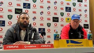 IREvFIJ Fijis Waisea Nayacalevu and Mick Byrne speaking after their defeat to Ireland [upl. by Radbun]