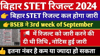 STET Result 2024 बड़ी खबर  Bihar STET Result Date 2024Stet Result Kab Aayega  STET Result 2024 [upl. by Nessej]