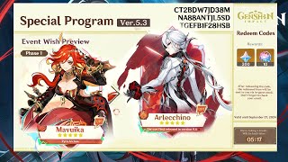 53 SPECIAL PROGRAM BANNERS FREE SKIN AND CHARACTER REDEEM CODE  Genshin Impact [upl. by Uht]