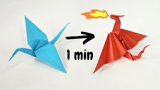 Origami DRAGON from a traditional CRANE tutorial [upl. by Irami]