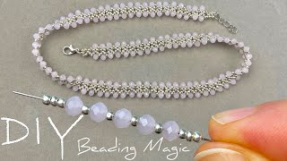 Crystal Beads Jewelry Making Tutorials Beaded Necklace Making  Seed Bead Necklace [upl. by Pacien]