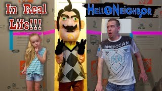 Hello Neighbor in Real Life Squishy Scavenger Hunt Game in Huge Box Fort Maze [upl. by Nemlaz]