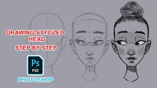 How to DRAW a Stylized HEAD front view [upl. by Ameg]