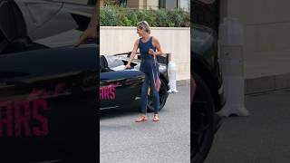 Rich blonde woman getting out her Lamborghini at Hotel Paris billionaire monaco luxury lifestyle [upl. by Naillil985]