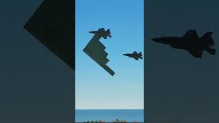 USAF F35s escorting the Stealth B2 Military Aircraft [upl. by Onurb]