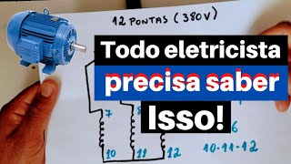 Fechamento de MOTOR TRIFÁSICO de 12 PONTAS em 220V e 380V parte prática [upl. by Frederico]