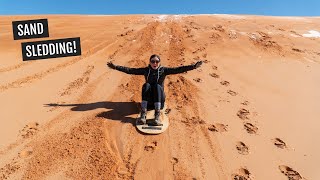 Sand sledding for the FIRST time Coral Pink Sand Dunes  exploring a SAND CAVE in Kanab Utah [upl. by Bocoj242]