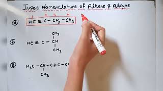 Iupac nomenclature Alkene Alkyne class 10 11 12 organic chemistry [upl. by Debbee]