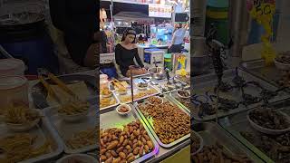 Insect Food at a Thai Street Food Market of Pattaya City in Thailand Asia thailand pattaya thai [upl. by Geilich]