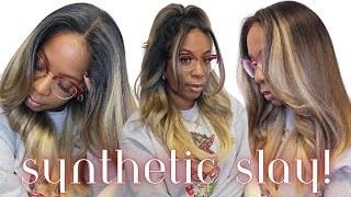 50 PreColored Synthetic Wig Install Outre Perfect Hairline KEESHON quot Wispy Hairlinequot HD Lace [upl. by Mowbray]