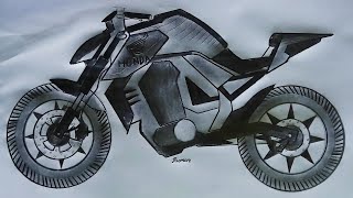 How to draw Honda hornet concept sketch  new model step by step [upl. by Rosenstein]