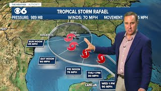 Tropical Storm Rafael will soon become a hurricane will weaken before landfall [upl. by Naehs359]