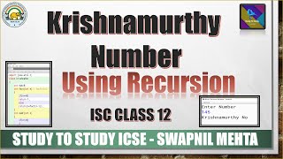 Krishnamurthy Number Recursion in java  Strong Number in java using recursion  ISC Class 12 Java [upl. by Ardnaed701]